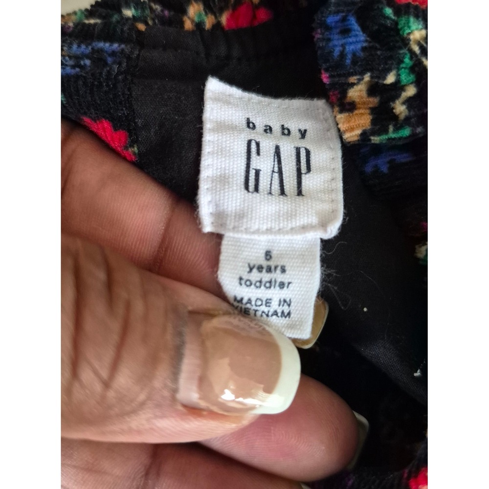 Baby Gap Girls Navy Floral Corduroy Ruffle Long Sleeve Dress 5T Toddler - Picture 7 of 7